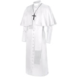 Men's Clergy Robe Black Priest Pulpit Robe Vestments with Belt Cosplay Costume