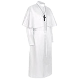 Men's Clergy Robe Black Priest Pulpit Robe Vestments with Belt Cosplay Costume