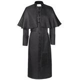 Men's Clergy Robe Black Priest Pulpit Robe Vestments with Belt Cosplay Costume