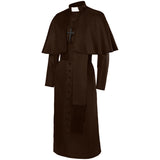 Men's Clergy Robe Black Priest Pulpit Robe Vestments with Belt Cosplay Costume