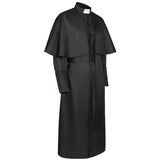 Men's Clergy Robe Black Priest Pulpit Robe Vestments with Belt Cosplay Costume