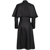 Men's Clergy Robe Black Priest Pulpit Robe Vestments with Belt Cosplay Costume