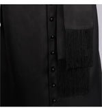 Men's Clergy Robe Black Priest Pulpit Robe Vestments with Belt Cosplay Costume