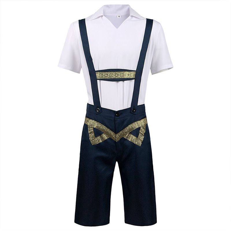 Men’s 2Pcs German Bavarian Oktoberfest Costume Set for Halloween Party and Beer Festival