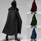 Men's Hooded Cape Robe Cloak Knight Costume Gothic Halloween Cosplay Costume Robe Wizard Tunic