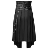 Men's Leather Skirts Medieval Cosplay Gothic Punk Maxi Chain Cosplay Skirt