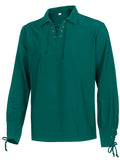 Men's Medieval Renaissance Viking Pirate Costume Long Sleeve Linen Shirt V Neck Lace Up Retro T-Shirt