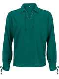 Men's Medieval Renaissance Viking Pirate Costume Long Sleeve Linen Shirt V Neck Lace Up Retro T-Shirt