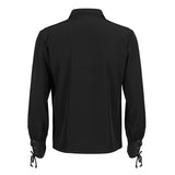 Men's Medieval Renaissance Viking Pirate Costume Long Sleeve Linen Shirt V Neck Lace Up Retro T-Shirt