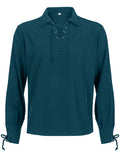 Men's Medieval Renaissance Viking Pirate Costume Long Sleeve Linen Shirt V Neck Lace Up Retro T-Shirt