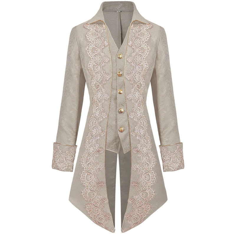 Men's Medieval Tailcoat Jacket Embroidery Vintage Gothic Steampunk Tuxedo