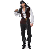 Men's Pirate Costume Baroque Caribbean Buccaneer Privateer Cosplay Halloween Outfit