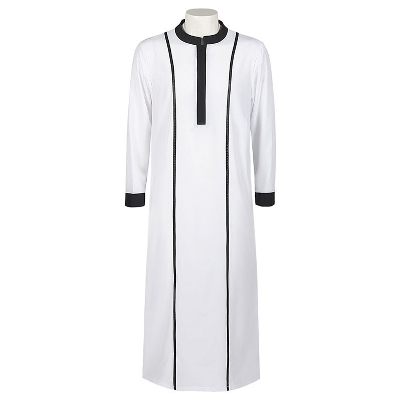 Middle Eastern Robe Men's Saudi Arabic Thobe Jubba Dishdasha Long Sleeve Robe Ramadan Musl ...