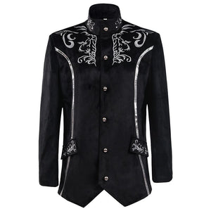 Men's Steampunk Vintage Jacket Gothic Victorian Frock Coat Uniform Halloween Costume