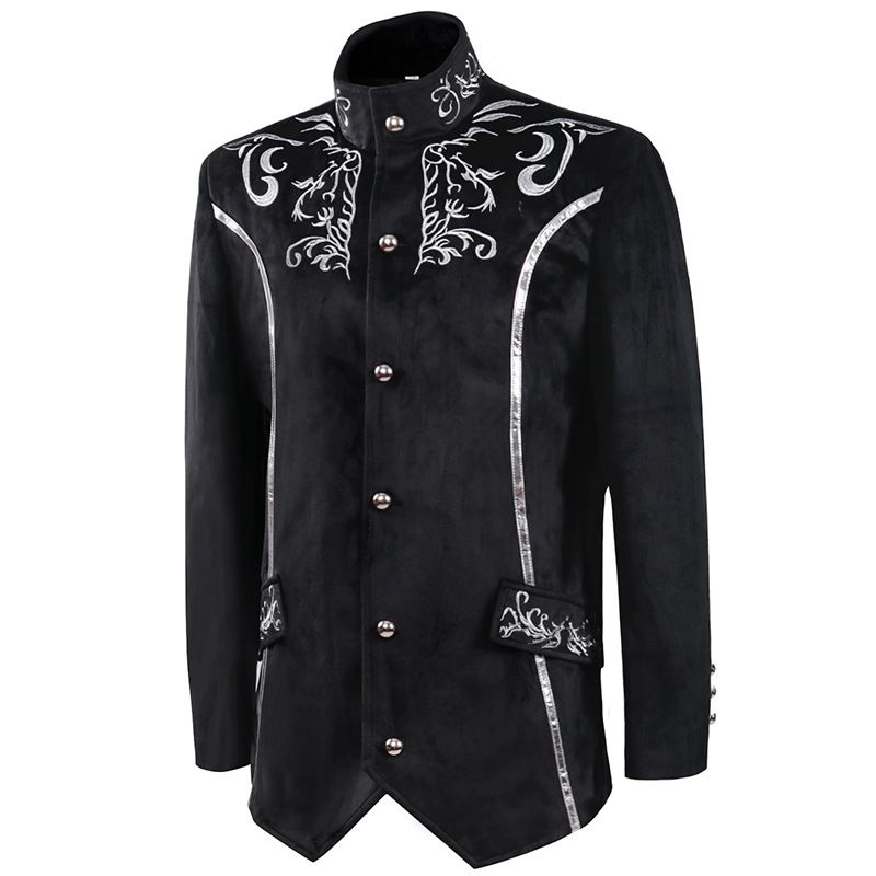 Men's Steampunk Vintage Jacket Gothic Victorian Frock Coat Uniform Halloween Costume