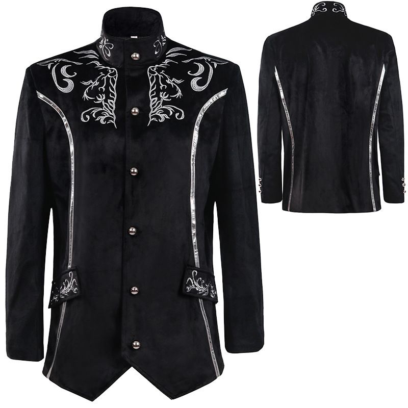 Men's Steampunk Vintage Jacket Gothic Victorian Frock Coat Uniform Halloween Costume