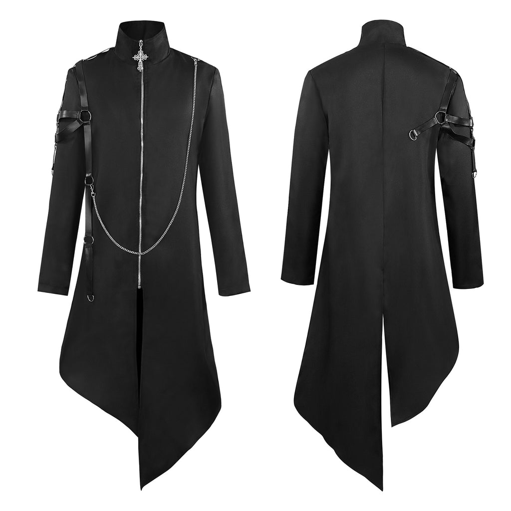 Men's Steampunk Vintage Tailcoat Jacket Gothic Victorian Frock Uniform Halloween Costume