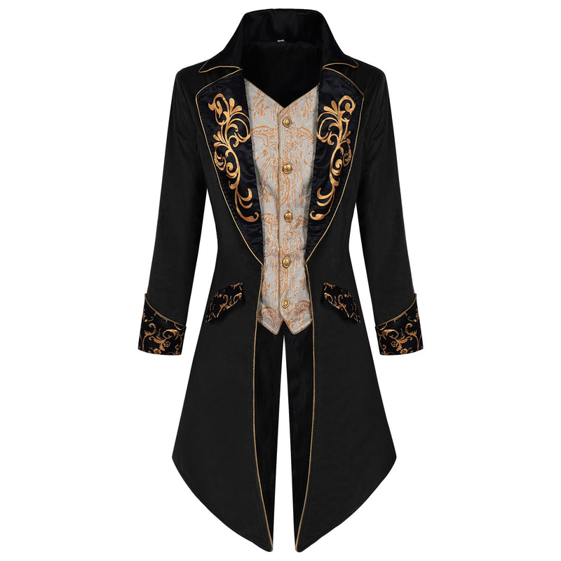 Men's Steampunk Vintage Tailcoat Jacket Gothic Victorian Frock Uniform