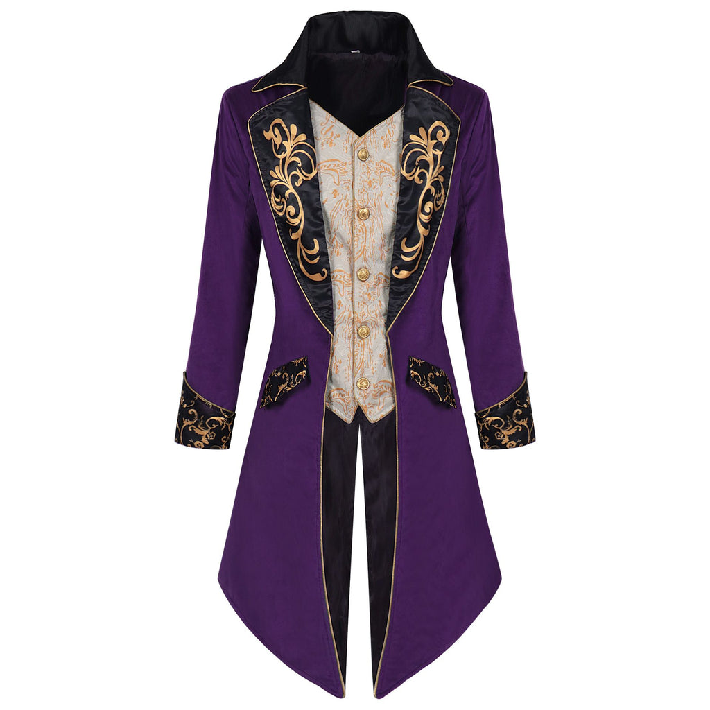 Men's Steampunk Vintage Tailcoat Jacket Gothic Victorian Frock Uniform