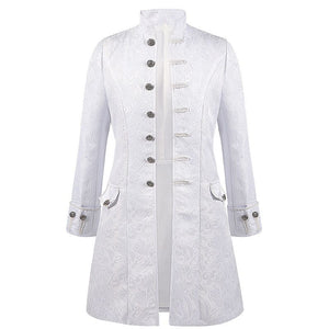 Men's White Steampunk Jacket Gothic Frock Tailcoat Uniform Halloween Costume