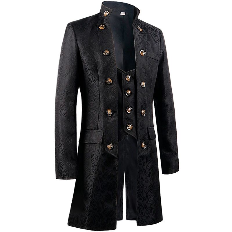 Mens Gothic Coat Steampunk Medieval Vintage Tuxedo Jacket Tailcoat Renaissance Coat