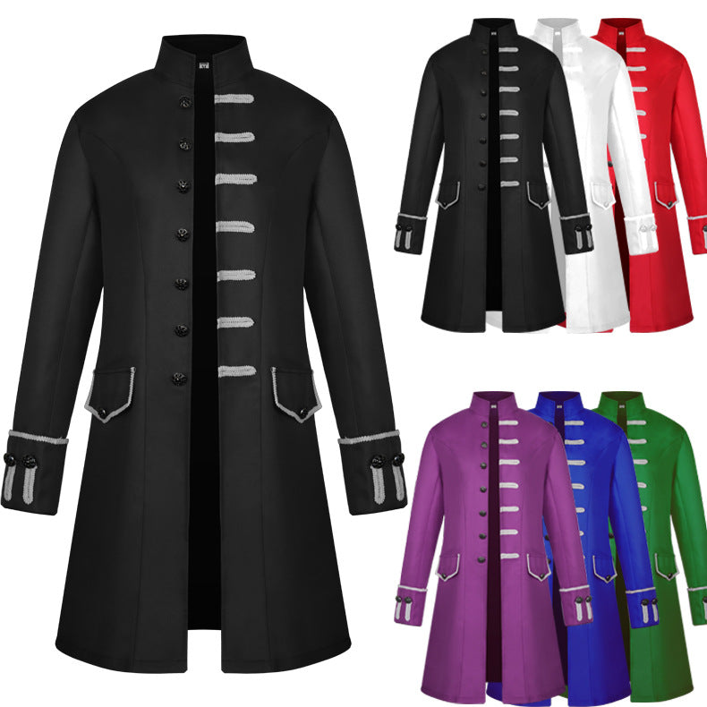 Mens Gothic Steampunk Frock Coat Vintage Medieval Victorian Costume Tailcoat