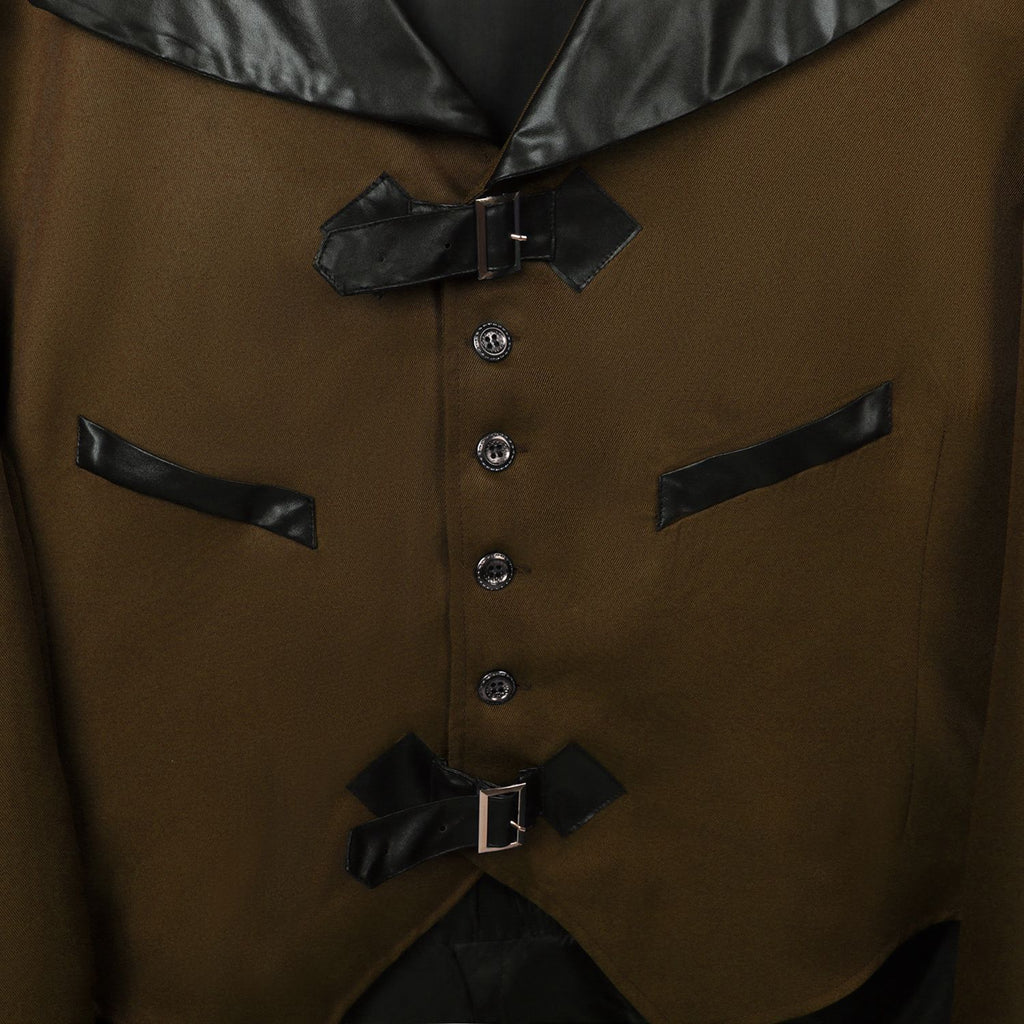 Mens Gothic Steampunk Jacket Medieval Victorian Renaissance Tailcoat Vampire Halloween Costume Vintage Collar Coat