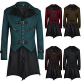 Mens Gothic Steampunk Jacket Medieval Victorian Renaissance Tailcoat Vampire Halloween Costume Vintage Collar Coat