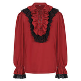 Mens Pirate Shirt Ruffle Renaissance Victorian Vampire Poet Shirts Steampunk Gothic Medieval Lace Costume