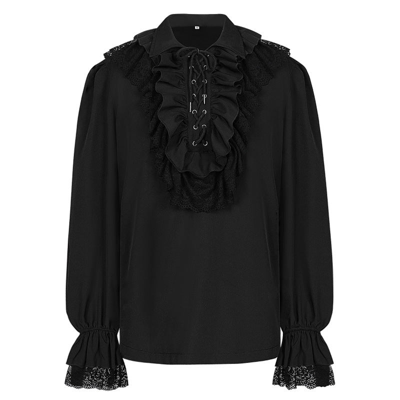 Mens Pirate Shirt Ruffle Renaissance Victorian Vampire Poet Shirts Steampunk Gothic Medieval Lace Costume