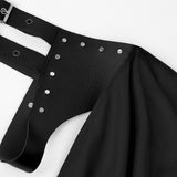 Mens Renaissance Steampunk Shawl Half Shoulder Cape with Belt Samurai Cloak LARP Warrior Medieval Halloween Costume