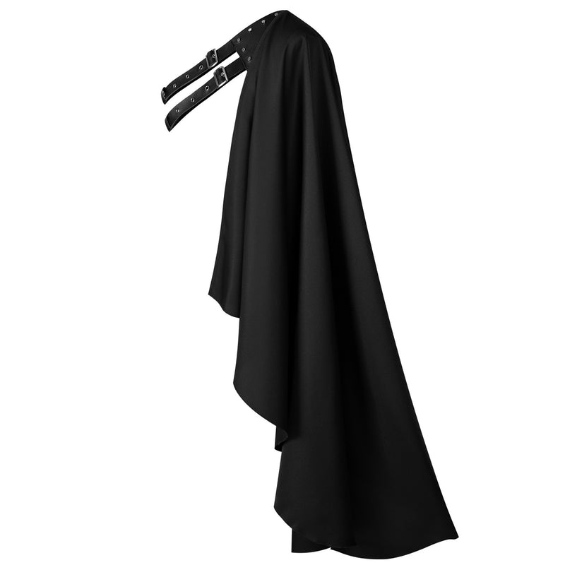 Mens Renaissance Steampunk Shawl Half Shoulder Cape with Belt Samurai Cloak LARP Warrior Medieval Halloween Costume
