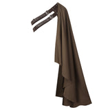 Mens Renaissance Steampunk Shawl Half Shoulder Cape with Belt Samurai Cloak LARP Warrior Medieval Halloween Costume