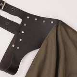 Mens Renaissance Steampunk Shawl Half Shoulder Cape with Belt Samurai Cloak LARP Warrior Medieval Halloween Costume