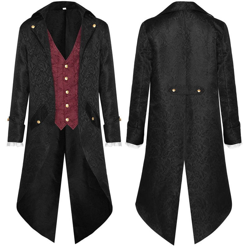 Mens Steampunk Medieval Jacket Pirate Viking Renaissance Costume Formal Tailcoat Victorian Tuxedo Coats