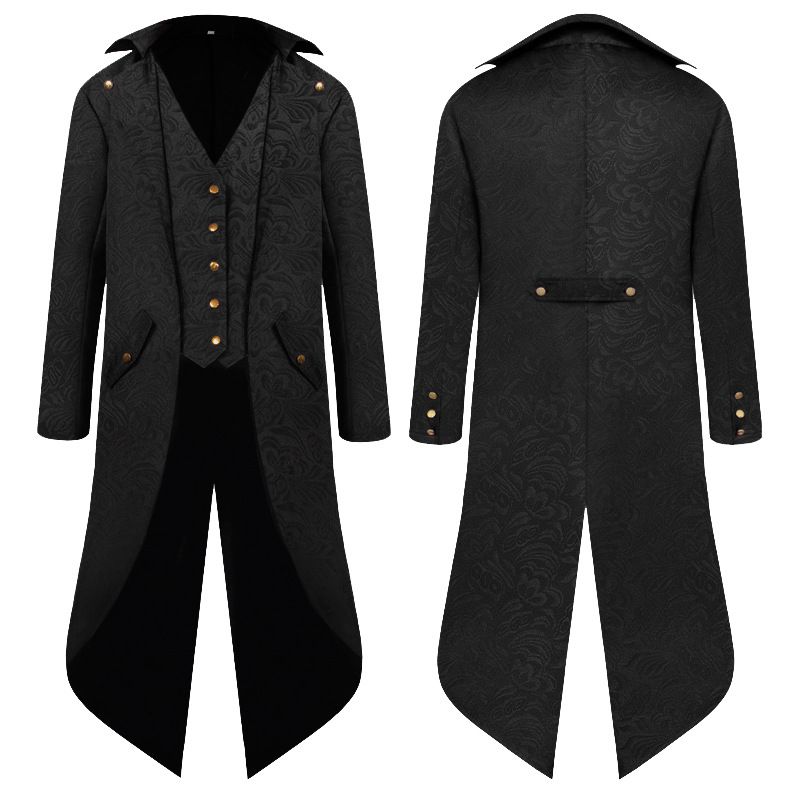 Mens Steampunk Medieval Jacket Pirate Viking Renaissance Costume Tailcoat Victorian Tuxedo Coats