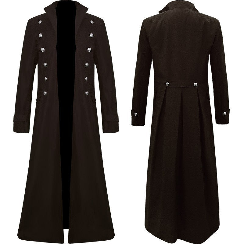 Mens Steampunk Vintage Jacket Gothic Victorian Frock Coat Uniform Halloween Costume Tailcoat