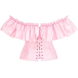 Women Corset Top with Lace Sleeve Sexy Bustier Lingerie Waist Cincher Costume Tops