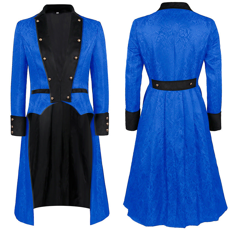 Men's Steampunk Vintage Jacket Gothic Victorian Frock Coat Uniform Halloween Costume