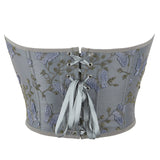 Women's Casual Floral Print Lace Up Back Sleeveless Strapless Bandeau Tube Crop Corset Top