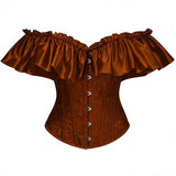 Women Corset Top with Lace Sleeve Sexy Bustier Lingerie Waist Cincher Costume Tops