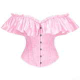 Women Corset Top with Lace Sleeve Sexy Bustier Lingerie Waist Cincher Costume Tops