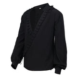 Vampire Renaissance Victorian Steampunk Ruffled Medieval Halloween Costume Shirt