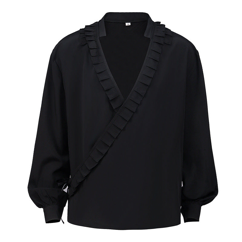 Vampire Renaissance Victorian Steampunk Ruffled Medieval Halloween Costume Shirt