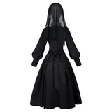Nun Costume for Women Nun Cosplay Black Dress with Headpiece Halloween Outfit
