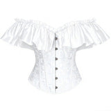 Women Corset Top with Lace Sleeve Sexy Bustier Lingerie Waist Cincher Costume Tops