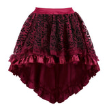 Women's Lace Steampunk Gothic Vintage Satin High Low Midi Skirt with Zipper