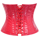 Women's Wet Look Leather Underbust Corset Bustier Waist Training Cincher Corsets