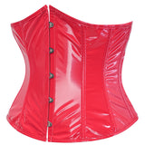 Women's Wet Look Leather Underbust Corset Bustier Waist Training Cincher Corsets