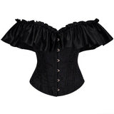 Women Corset Top with Lace Sleeve Sexy Bustier Lingerie Waist Cincher Costume Tops